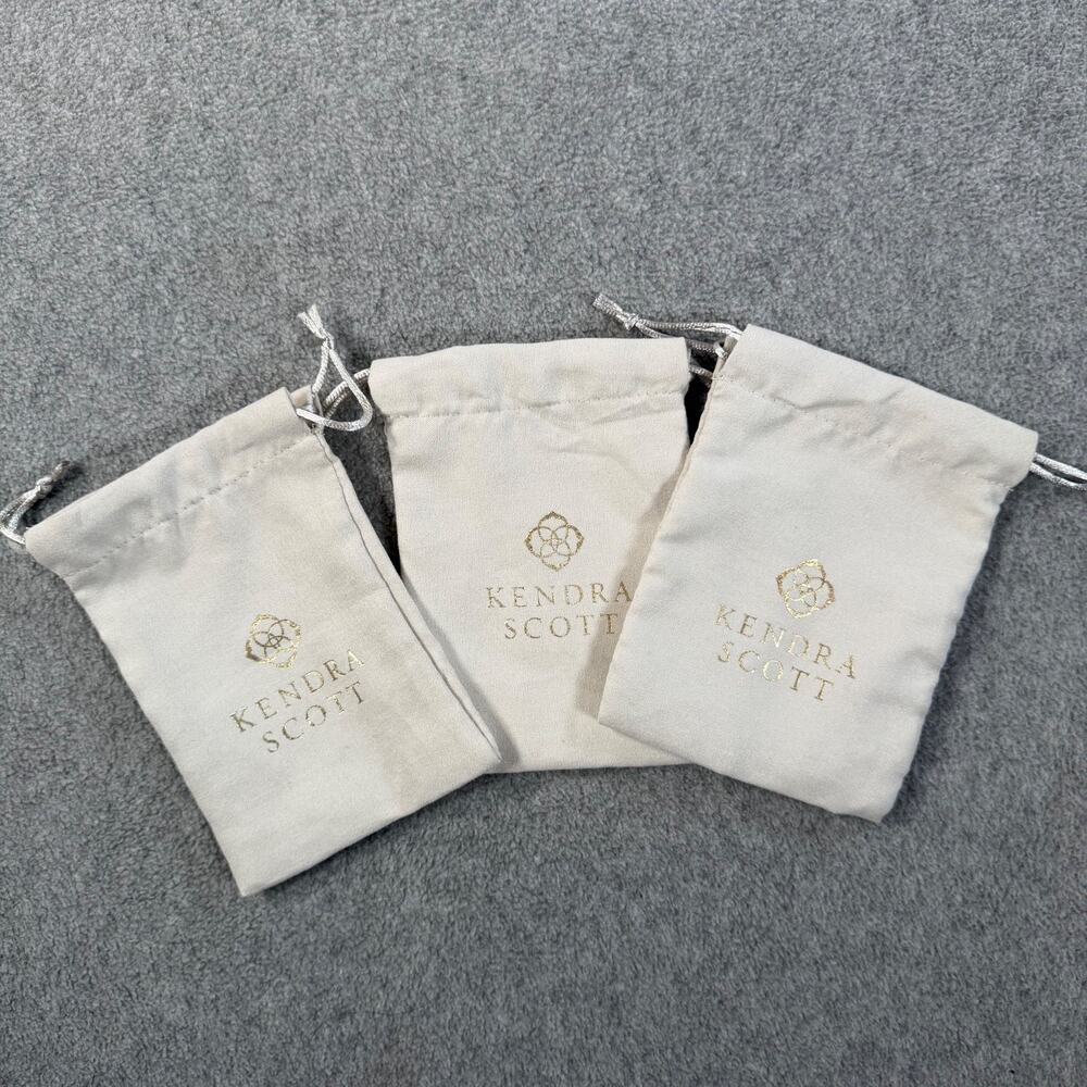 Kendra Scott Lot of 3 Gift Jewelry Pouch Pre-Owned Gray NO JEWELRY Drawstring